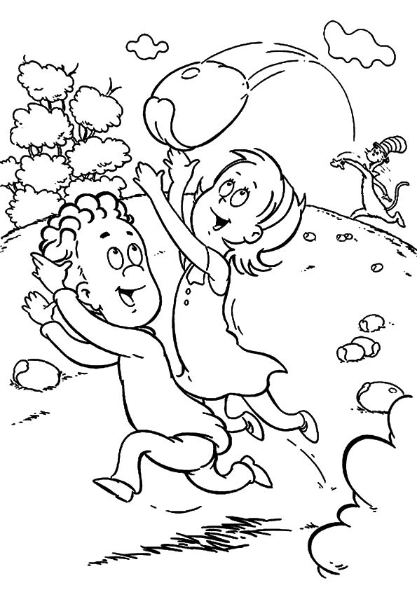 Plansa de colorat cu Cat in the hat 34 32